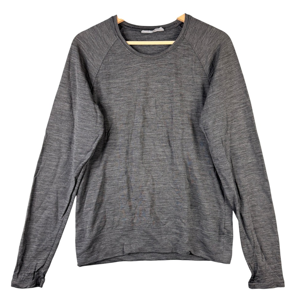 Icebreaker Merino Wool Cool-Lite Sphere Long Sleeve Crewe Gray Shirt Mens Medium